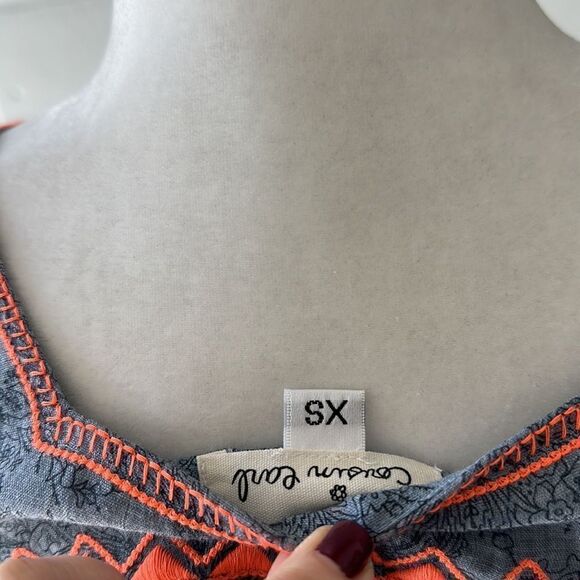 NWT Cousin Earl Lagenlook Florentine Blue Orange Bell SleevesTop Oversized Boho - Picture 10 of 16